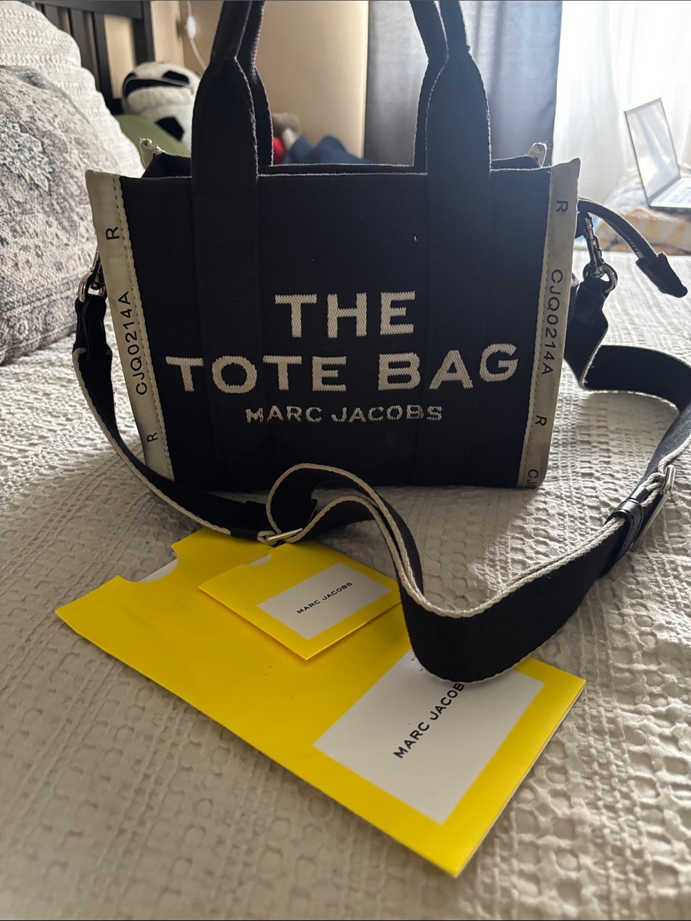 Marc Jacobs Black Canvas Mini Tote with White Logo